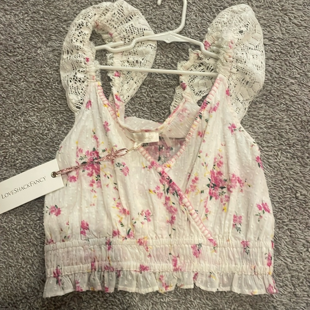 Loveshack fancy Drea crop top NWT